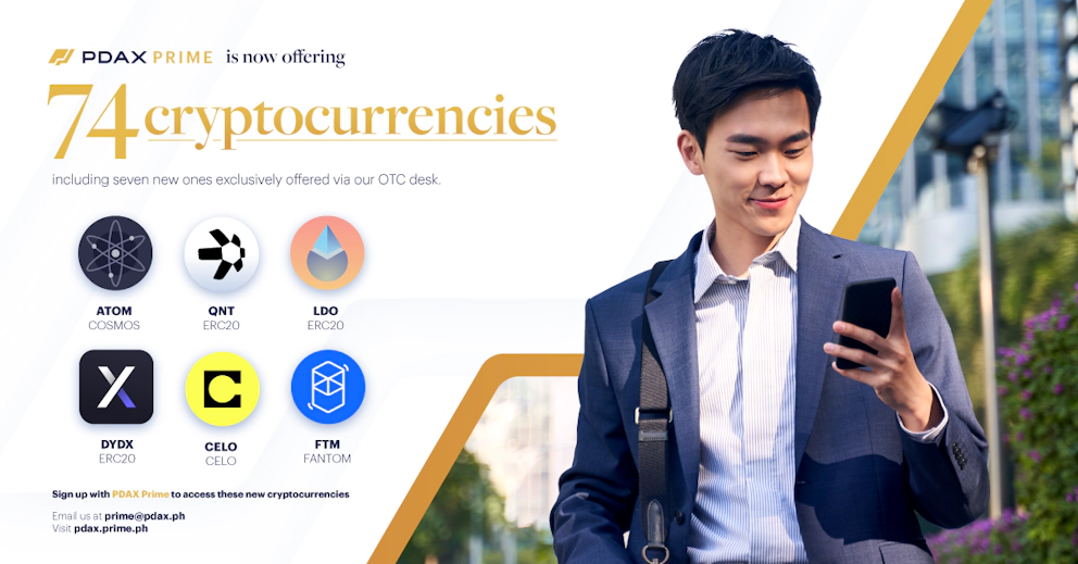 Trade ATOM, CELO, DYDX, and more with PDAX Prime